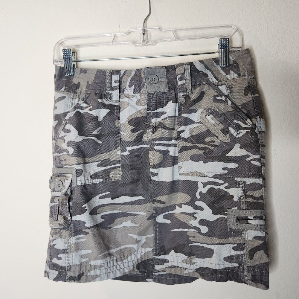 personal identity Womens Juniors 3/4 gray camouflage Mini pencil skirt
